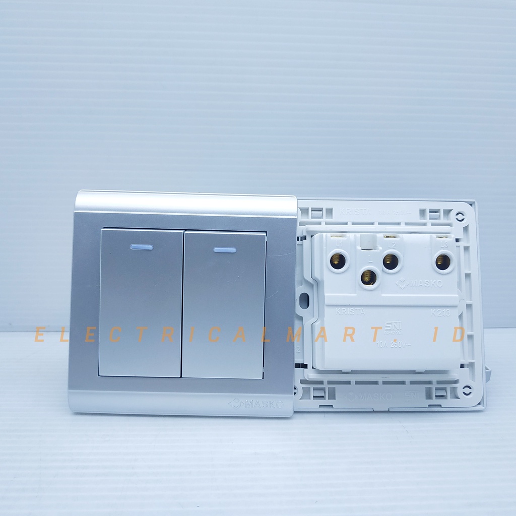Masko Krista Saklar Seri Silver K-SV212 / Saklar Double Silver