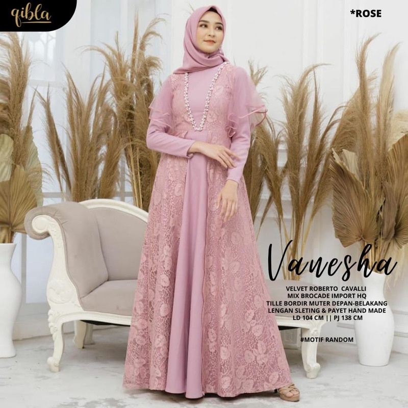 COD ( Pasti Realpict ) GAMIS BROKAT TERBARU VANESHA / GAUN BRIDESMAID MODERN / GAMIS PESTA KONDANGAN