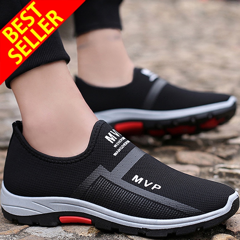 QINGSHUI Sepatu Pria MVP Kualitas Tinggi ,Sepatu Slip on Pria Yang Nyaman ,Sepatu Pria Sneakers,Sepatu Berjalan Pria Bernapas