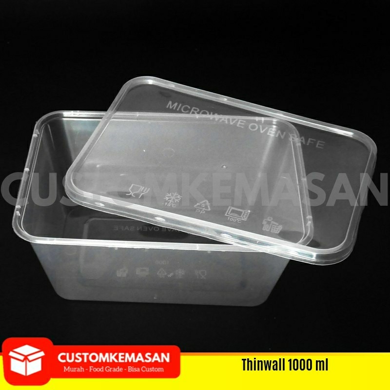 Thinwall 1000 Ml, Wadah Plastik, Lunch Box Plastik, Kemasan Makanan Plastik, Food Container