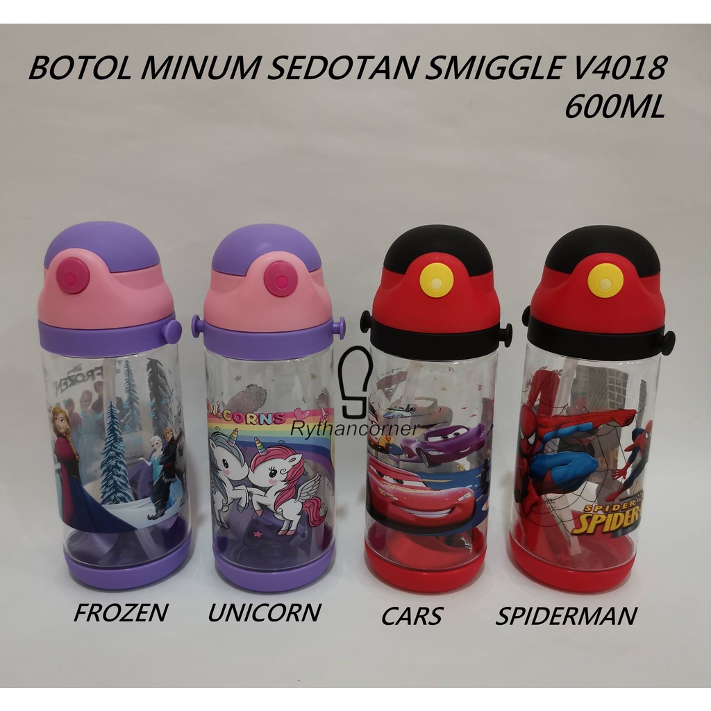 Smiggle Botol Minum Sedotan 600ml V4018/ 500ml V4017/botol unicorn /botol spiderman