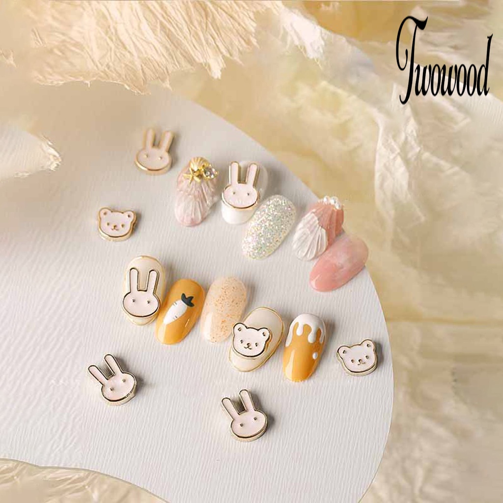 5pcs Ornamen Kuku Bentuk Kartun Beruang Kelinci Pita Bahan Alloy Tahan Karat Untuk Dekorasi Nail Art