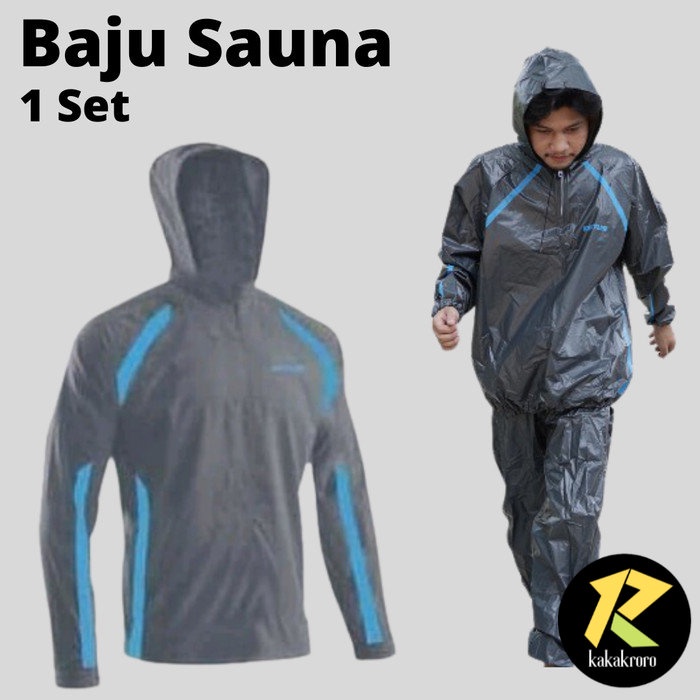 Jaket Sauna Pria Wanita Jumbo Baju Pakaian Fitness Olahraga Lari - XL