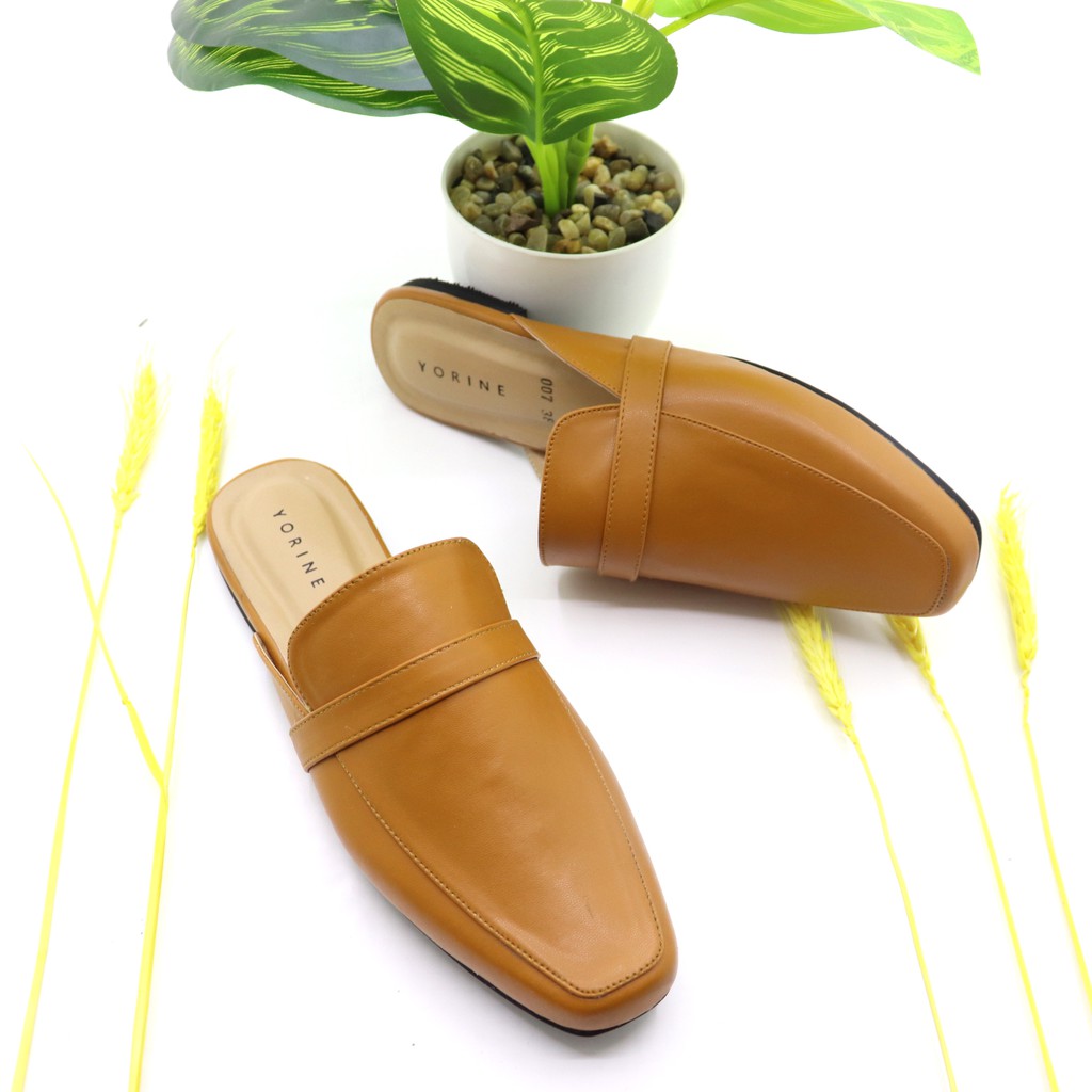 Sepatu Selop Trendy Flat Slip On Mules Model Bustong Kekinian LiLYANA