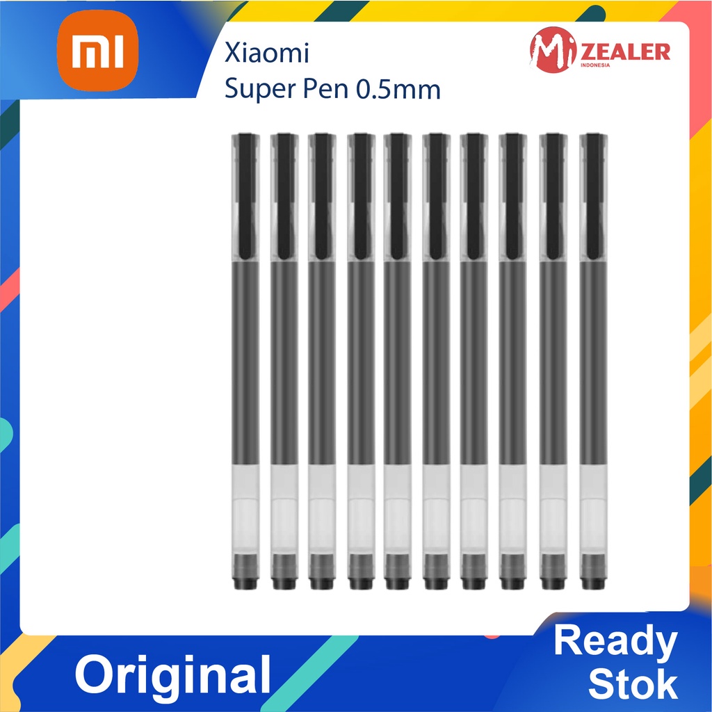 Xiaomi Mijia Jumbo Gel Pen 0.5mm 10 Pack Mi High Capacity pulpen xiaomi Hitam Jp bullet pen