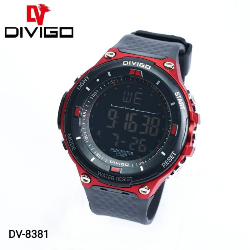 (Grosir)Jam Tangan Pria Divigo Digital Light Anti Air Strap Karet/ Rubber(Terima Cod)