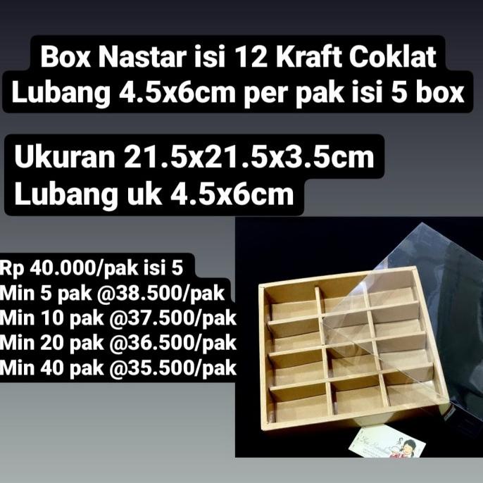 

[COD] Box Nastar isi 12 COKLAT Kraft Lubang 4.5x6cm per pax isi 5 box [COD]