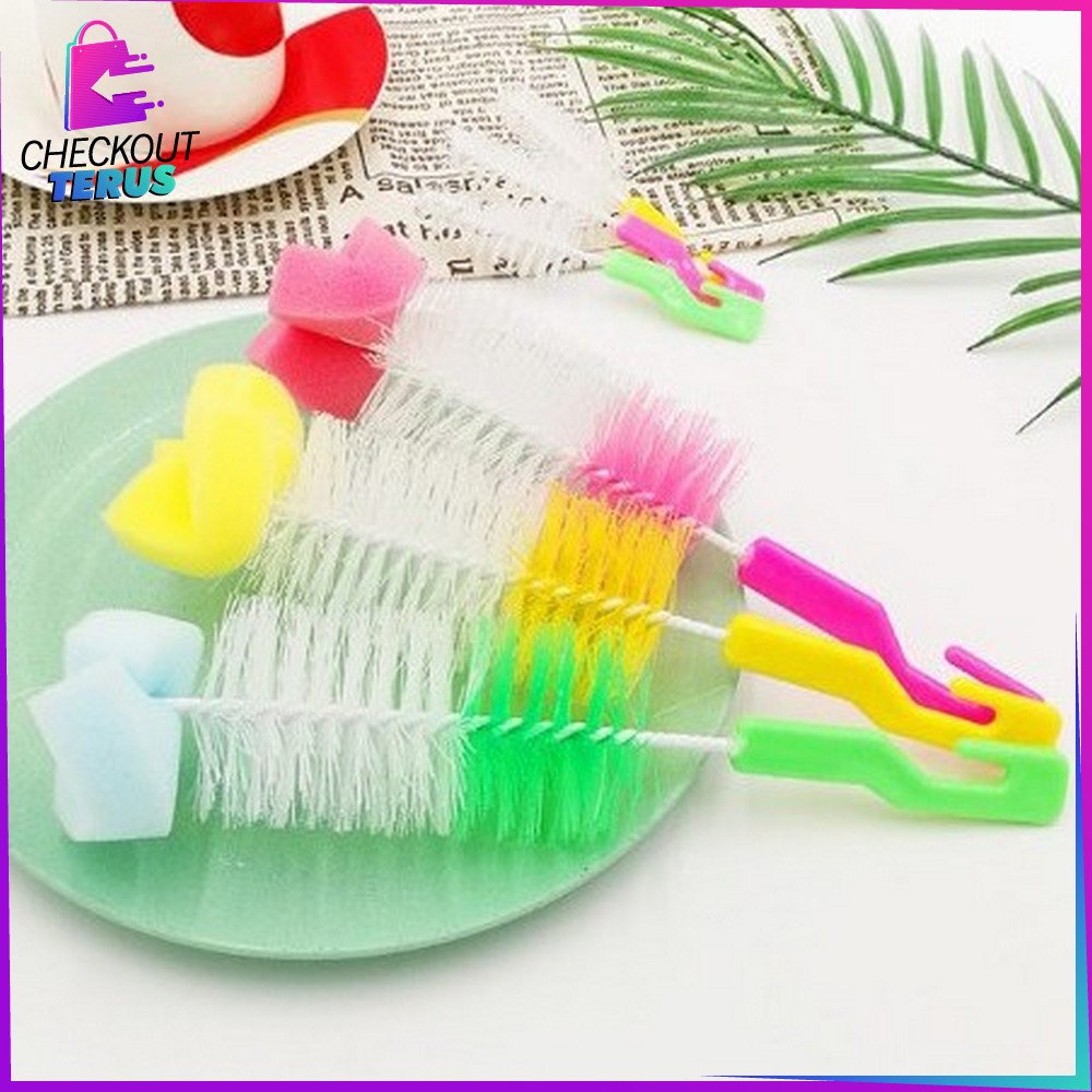 CT C42 Sikat Pembersih Botol Susu Bayi 2IN1 Sikat Botol Susu Bayi Gratis Sikat Dot Baby Bottle &amp; Nipple Brush Alat Pembersih Botol Susu Bayi