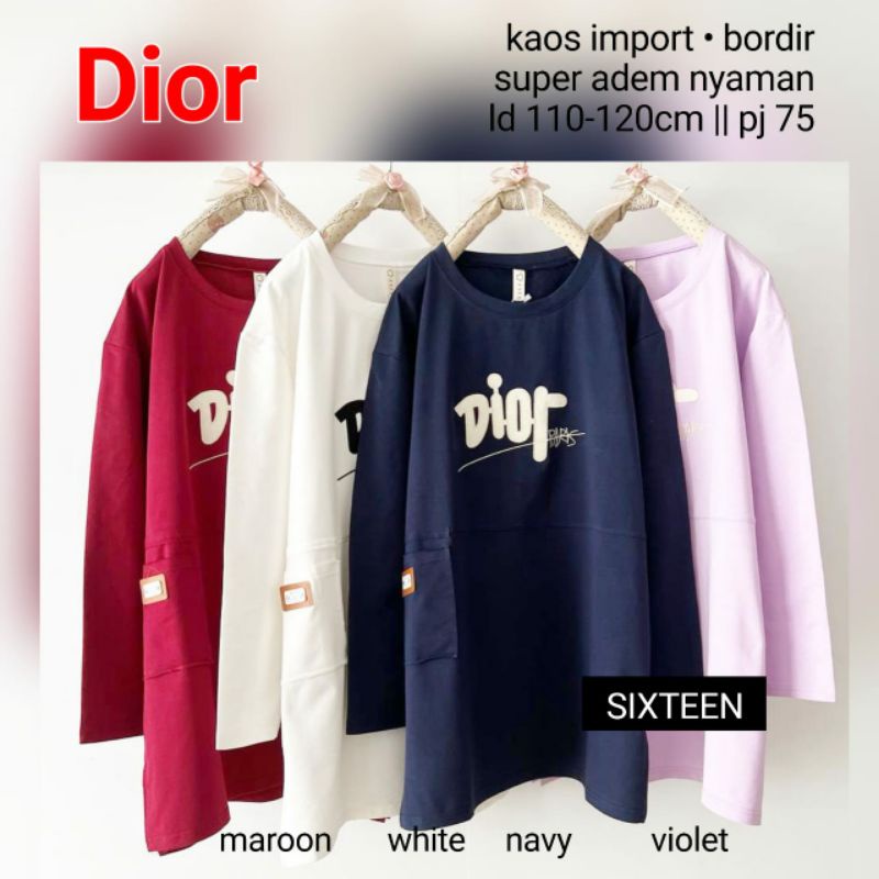 DIOR BLOUSE KAOS IMPORT BORDIR ORI NYAMAN BY SIXTEEN