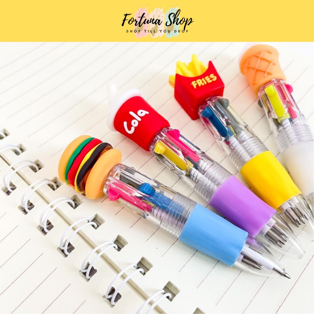 

Pulpen 4 Warna Burger Cola Fast Food Pena Pen Ballpoint 4 Warna Burger Kentang Cola Ice Cream Alat Tulis Sekolah