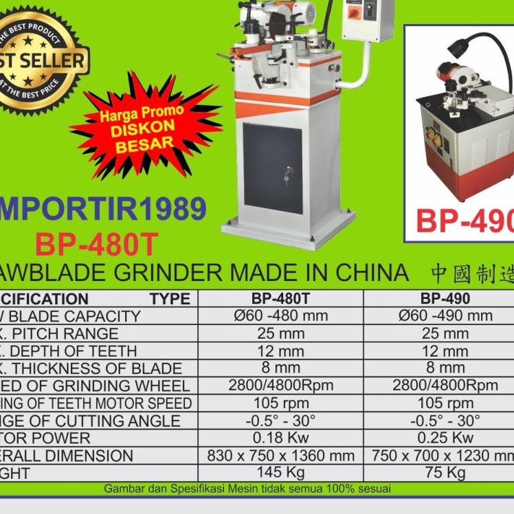 Mesin Asah Gergaji Pita Logam Besi Sawblade Grinder Machine Importir - BP490