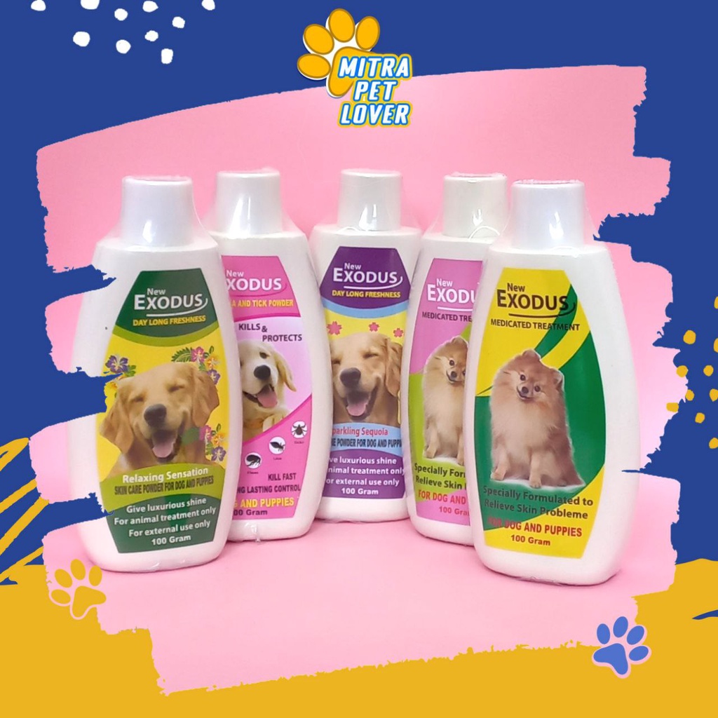 BEDAK ANJING - EXODUS TALK POWDER BUBUK ANTI FLEA KUTU CAPLAX TICK MEMBASMI PINJAL DOG 100 GRAM ORIGINAL PET PUPPY ANIMAL PLANTS HEALTHCARE AND VETERINARY TAMASINDO OBAT PERAWATAN KESEHATAN DAN VITAMIN TALC TERNAK HEWAN BINATANG PELIHARAAN MITRAPETLOVER