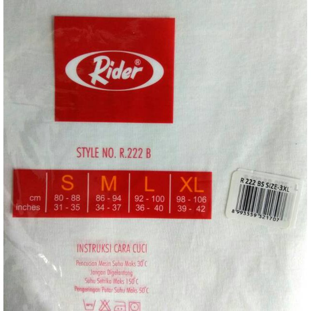 Kaos Dalam Pria BIG SIZE RIDER V-NECK R.222 BSP PUTIH ISI 1