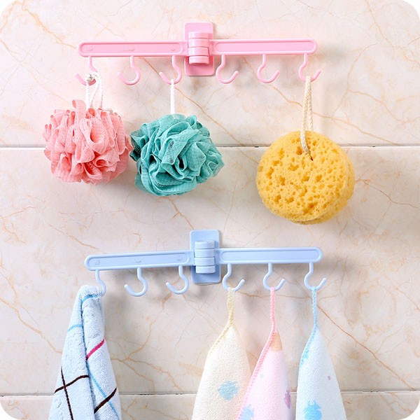 Gantungan tempel kamar mandi 6 hook/Hanger cantolan dinding kamar mandi