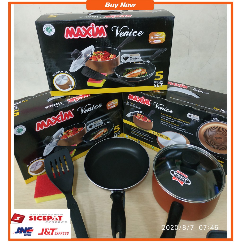 Maxim Venice Set of 5 | Teflon Anti Lengket | Panci Penggorengan Set Gratis Spatula