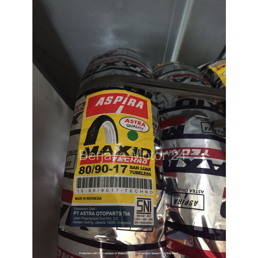 BAN MOTOR RING 17 ASPIRA MAXIO TECHNO 80/90-17 TUBELESS