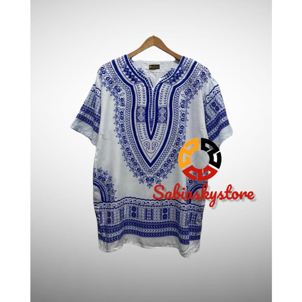 Baju Kaos Uje Motif Bangkok Dashiki Putih