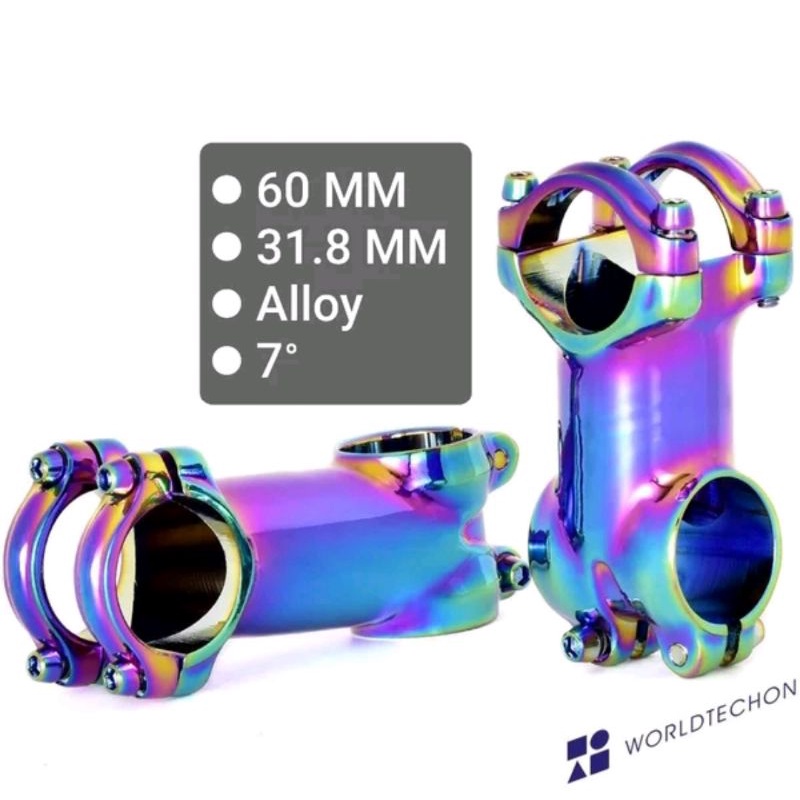 Stem Sepeda Diameter Panjang  31.8 x 60 mm Alloy Rainbow 31.8mm x 60mm 6cm Alumunium pelangi Bisa Mtb Roadbike road bike balap seli folding bike