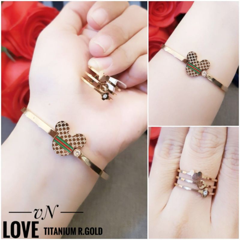 Titanium Set Perhiasan gelang dan cincin 88c