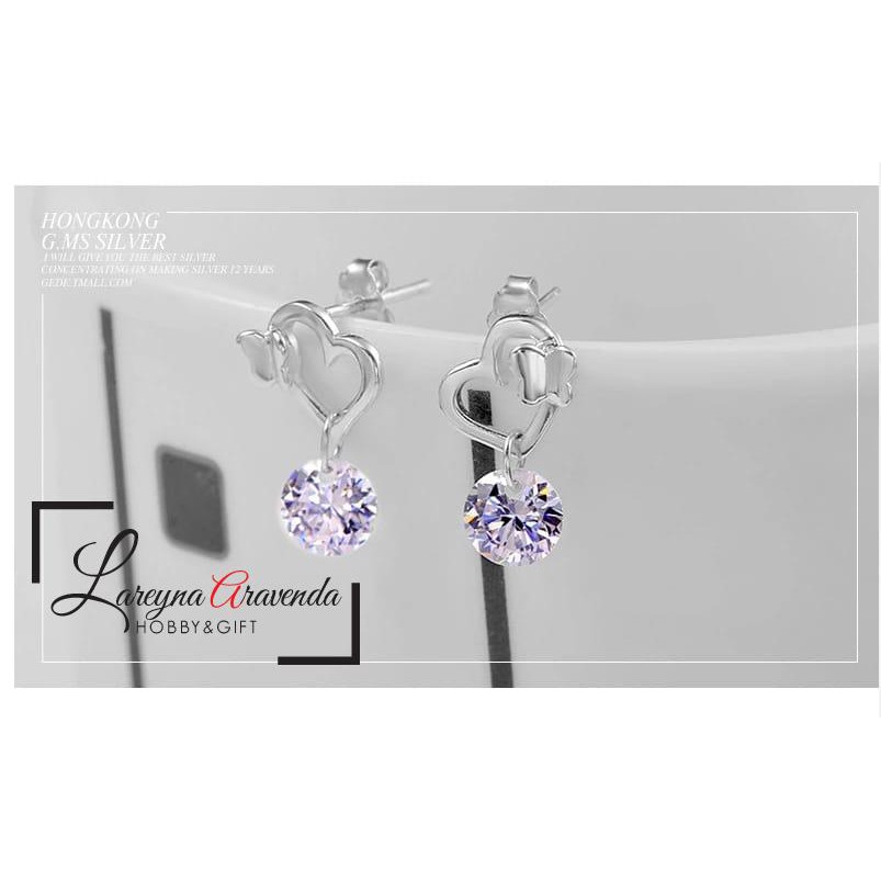 Anting Wanita Titanium Motif Love Butterfly Kristal Crystal AT013