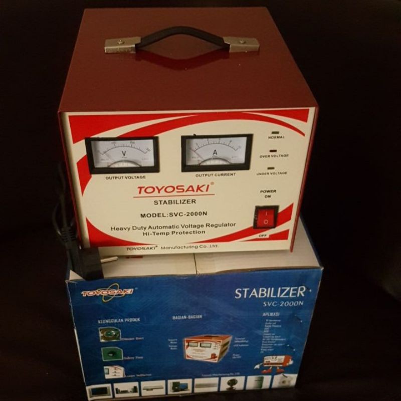 Stabilizer TOYOSAKI Kapasitas 2000Watt Model SVC-2000N BEST Quality + Rangkaian Kabel