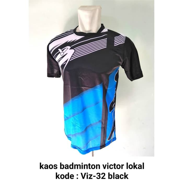 Baju kaos badminton Victor VIZ-32 BLACK baju badminton victor murah
