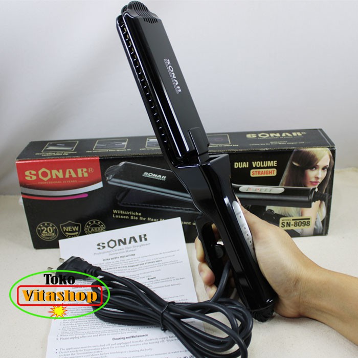 SONAR SN-8098 Lurus Alat Catok Rambut / Catokan Plat Lebar Ceramic Temperatur Suhu