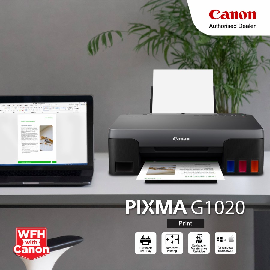 Printer Canon G1020 PIXMA G-1020 Print only - TINTA ORIGINAL 100% GARANSI RESMI G 1020 GI-71 / BH70 / CH70 / MC-G02 - Ink Tank Infus