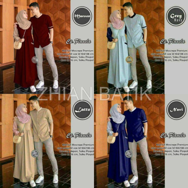 GAMIS CP. FLANELA SARIMBIT LEBARAN HAFIZ &amp; HAFIZAH FAMILY - COUPLE GAMIS ORI BEST SELLER // BISA COD