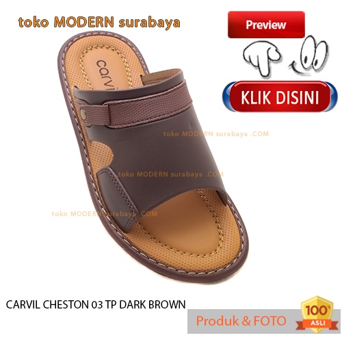 CARVIL CHESTON 03 TP DARK BROWN sandal anak sandal sopan casual slide selop