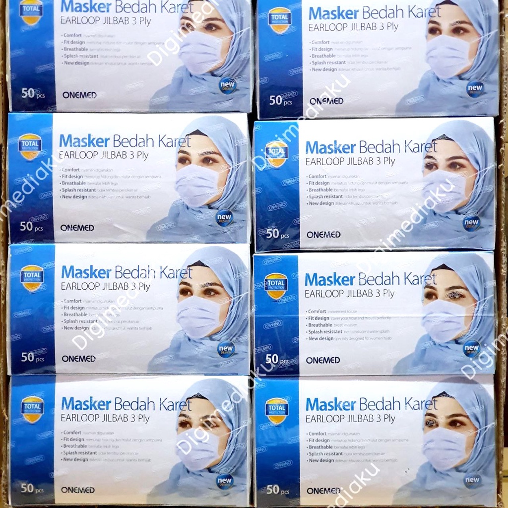 Masker Hijab Medis Onemed 3 Ply 20 Box