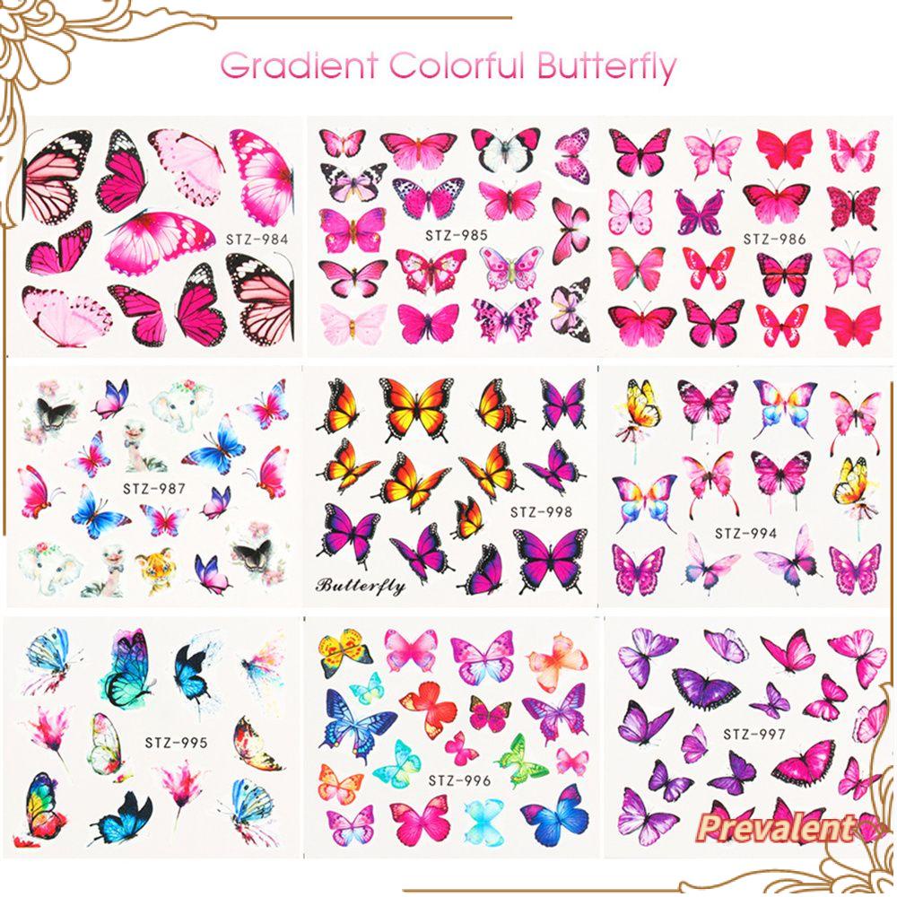 Stiker Kuku Motif Kupu-Kupu Warna Biru / Hitam Untuk Wanita Butterfly