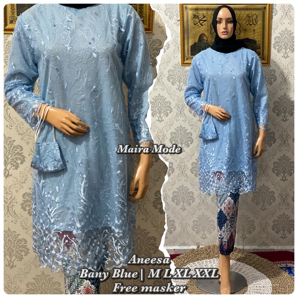 KEBAYA MODERN TUNIK SET PRISKET/ BROKAT TILLE SET PRISKET/FREE MASKER