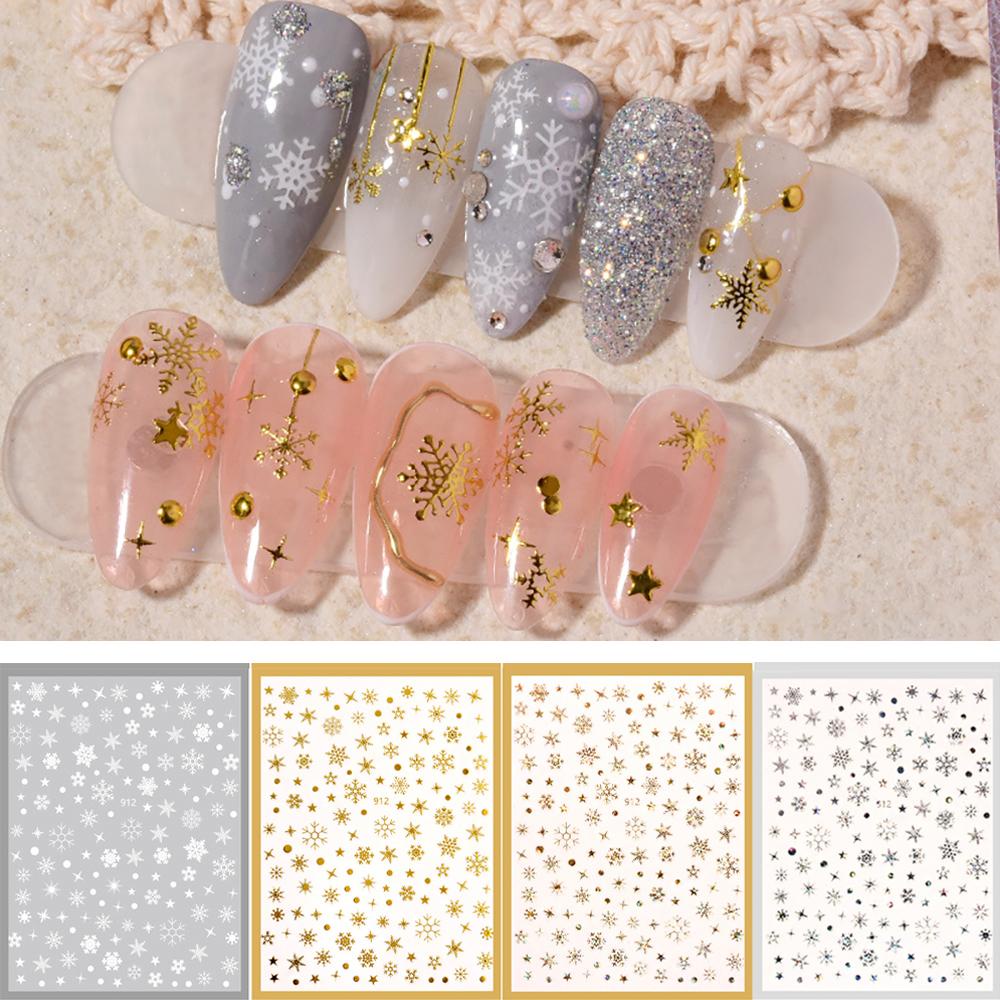 Mxbeauty Natal Nail Art DIY Putih Tahan Air Self Adhesive Decals