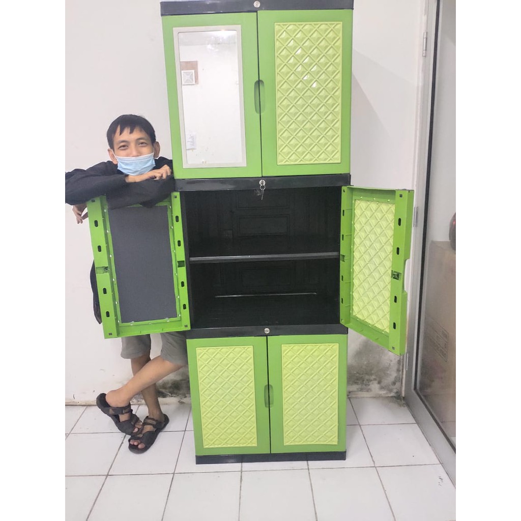 LEMARI PLASTIK / LEMARI PAKAIAN PLASTIK / LACI PLASTIK / LEMARI SUSUN 4 FULL KUNCI