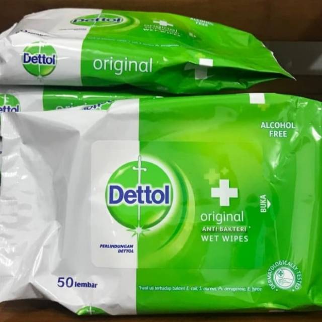 Tisu basah dettol 50 lembar anti bacterial wet wipes dettol
