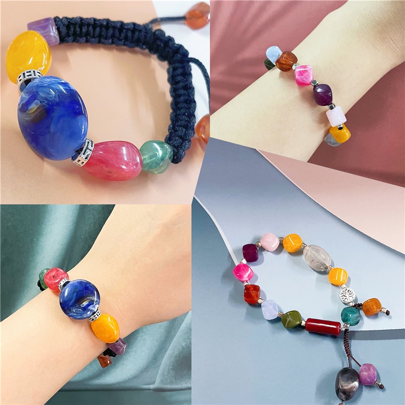 10-20 Pcs/lot Campuran Bulat Oval Bentuk Geometri Plastik Akrilik Longgar Spasi Manik-manik untuk Anting-Anting Gelang Kalung DIY Membuat Perhiasan