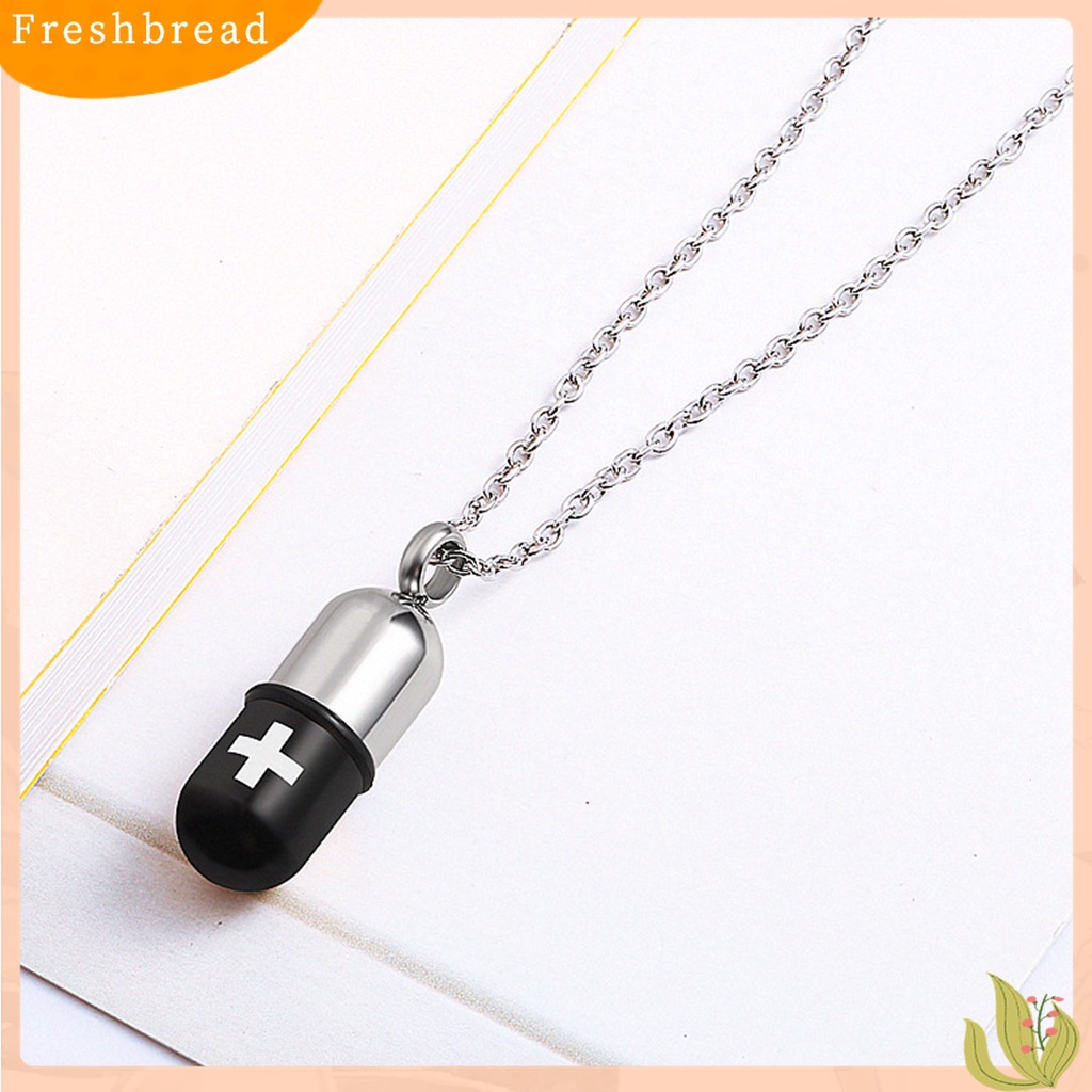 Terlaris Pill Case Pendant Unisex Necklace Cross Engraved Titanium Steel Perfume Holder Pendant Chain Necklace Charm Gift