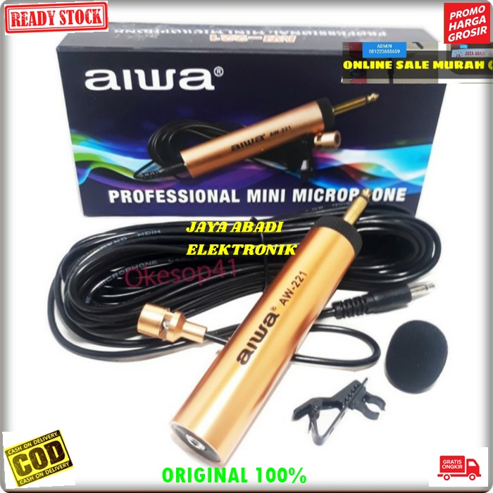 G498 AIWA MIC KABEL JEPIT 8 M METER BANDO KLIP CLIP MIK MIKROPON CABLE MICROPHONE KARAOKE VOKAL VOCA