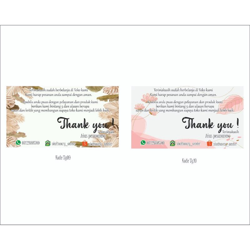 ISI 100PCS | Kartu ucapan terima kasih ONLINE SHOP / thank you custom /THANKSCARD OLSHOP/CUSTOM