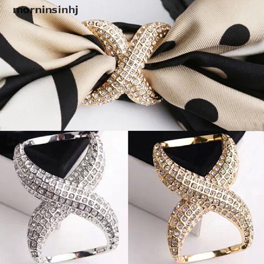 Mornin Bros Pin Ring Bulat Hias Kristal Untuk Aksesoris Scarf Wanita