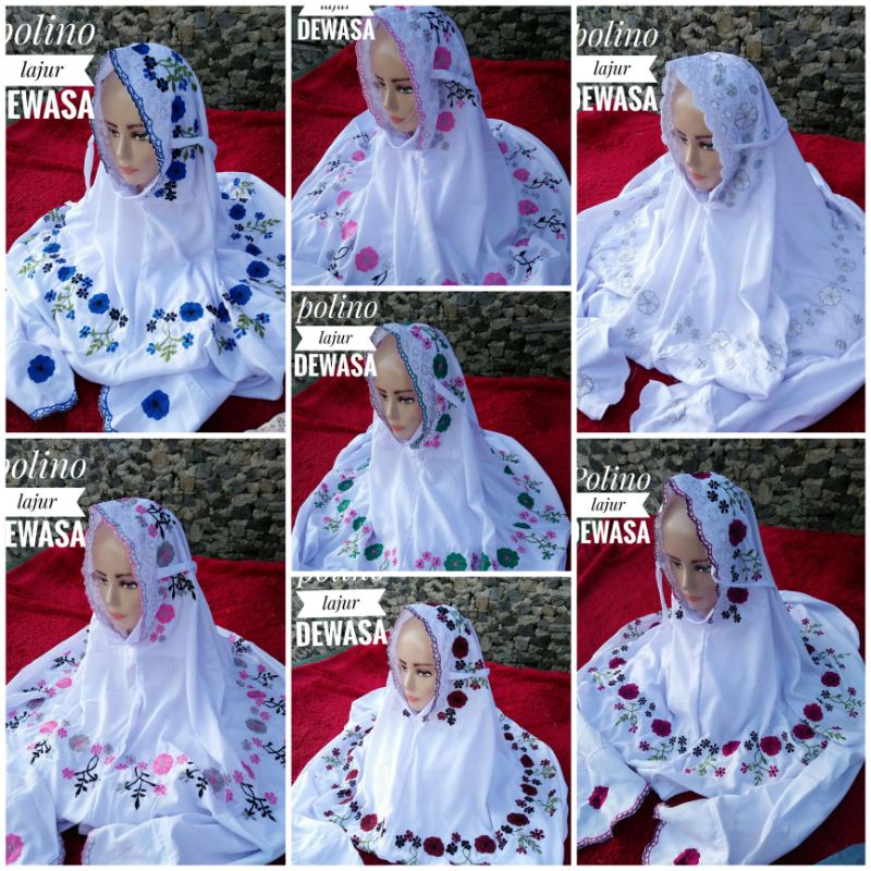 MUKENA LAJURAN BORDIR POLINO SILK GRADE AAA TERLARIS