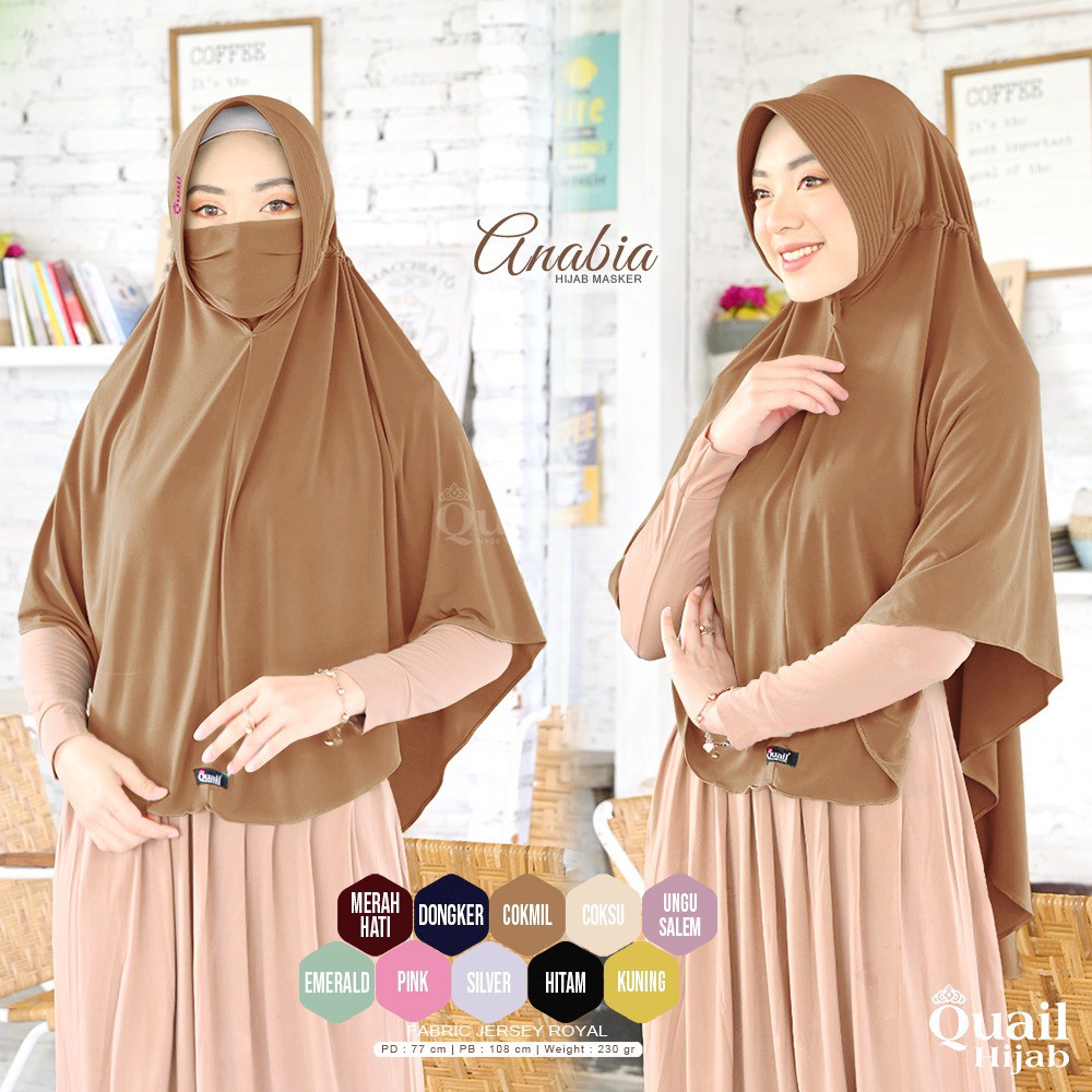 ANABIA Salem Daily hijab masker serut Quail Hijab  bahan jersey Ori Murah