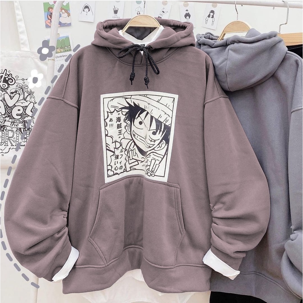 SWEATER HOODIE ZIPER UNISEX | LUFFY HOODIE OVERSZIE SWEATER PRIA WANITA