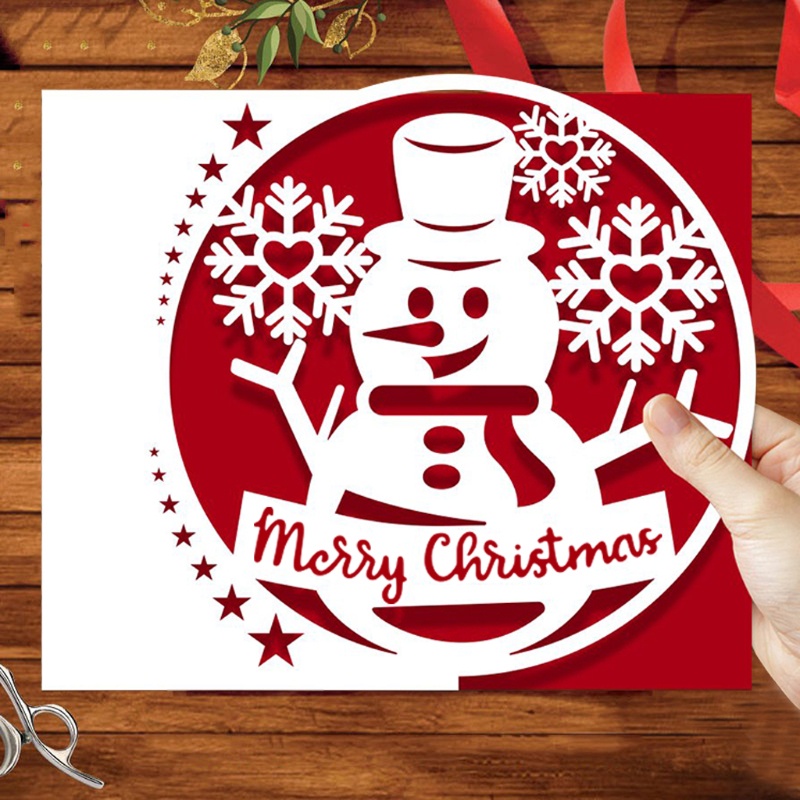 Cetakan Stensil Cutting Dies Motif Snowman Natal Bahan Metal Untuk Scrapbook / Craft DIY