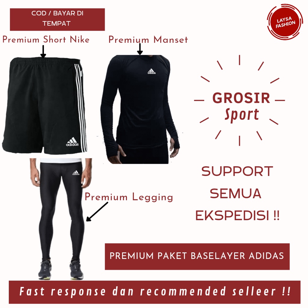 COD Baselayer Celana manset Pria Wanita Panjang legging Olahraga Baselayer paket Lengan Panjang Bandung Paket 3pcs 3in1 Paket Baselayer legging Lejing Manset Celana Kolor Pendek Olahraga Termurah Setelan Stelan Olahraga Lari Gym Futsal Badminton Murah