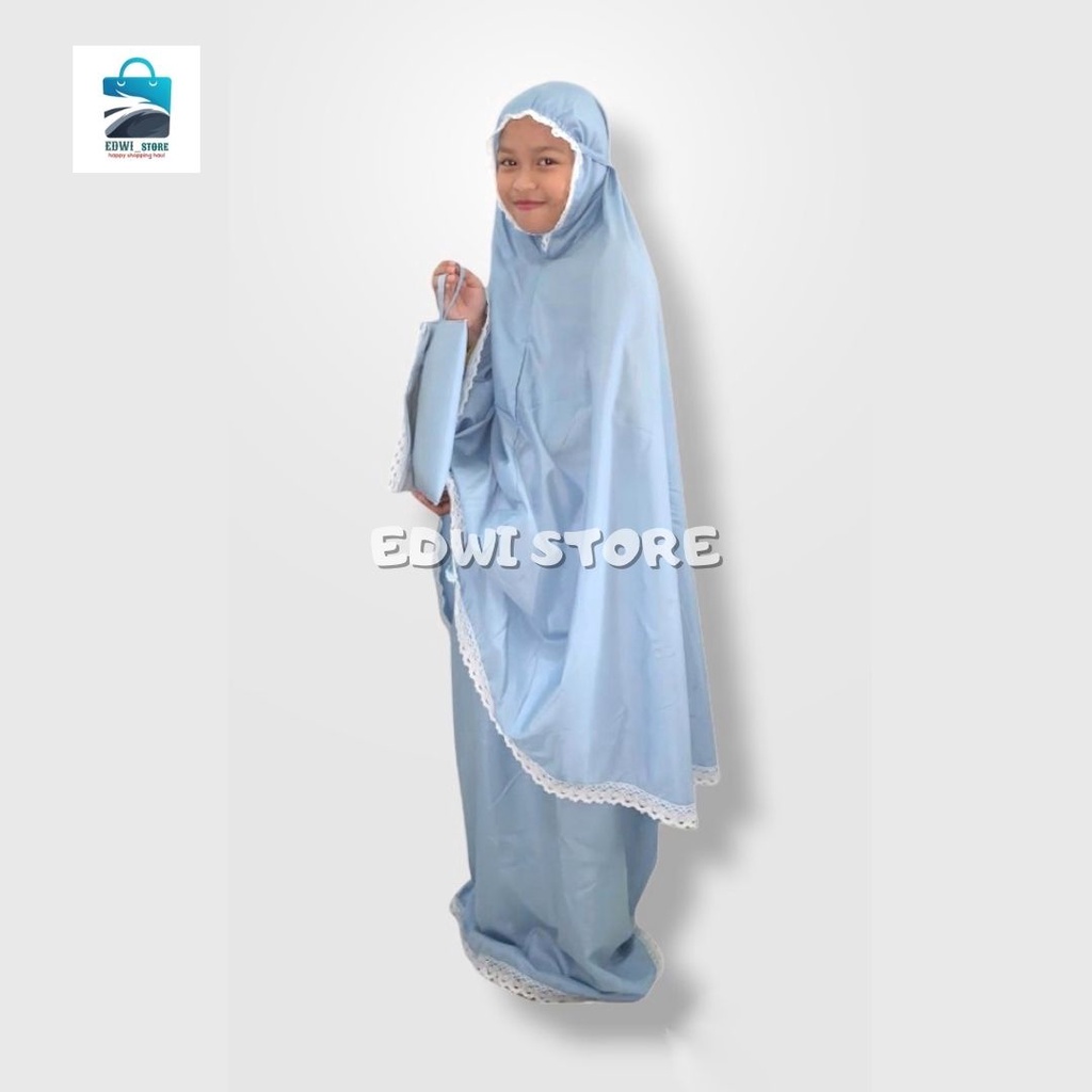 Mukena Renda Polos LV Mukena Anak Murah Usia 7-15 Tahun