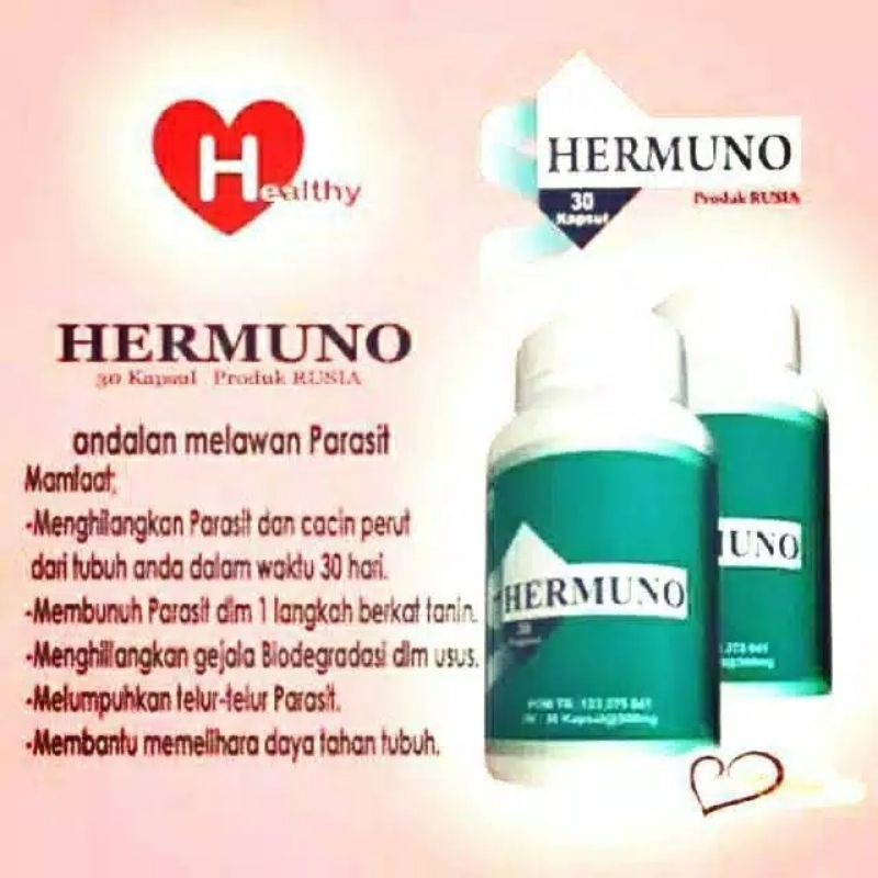 NEW HERMUNO INTOXIC - HERMUNO OBAT PARASIT TUBUH PALING AMPUH DIJAMIN 100% HALALISI 30 KAPSUL