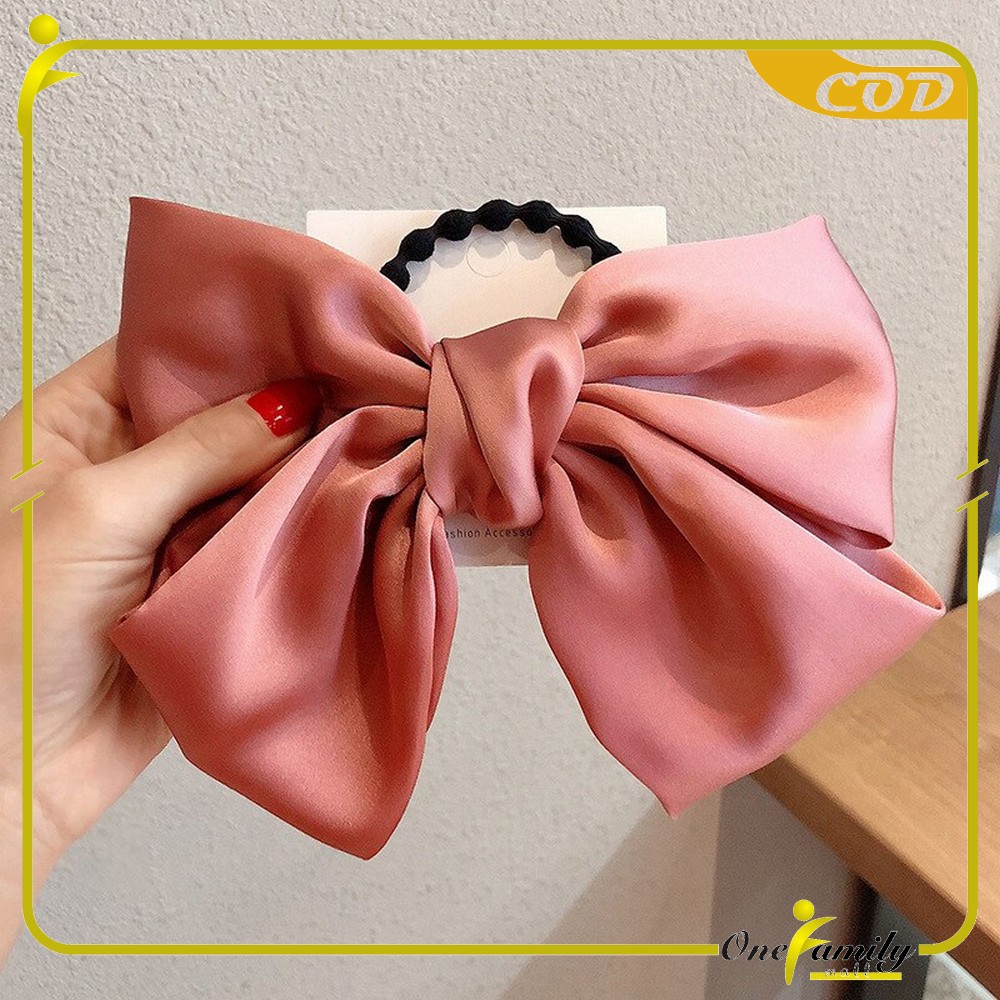ONE-C160 Ikat Rambut Pita Besar Kuncir Rambut Hairband Aksesoris Wanita Kunciran Rambut Korea Style-PITA PINK TUA