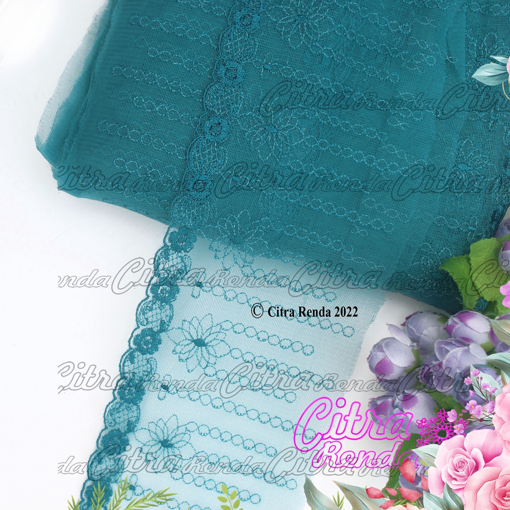 RDT232 (Per Meter) Renda Tile Biru Tosca Lebar 10Cm